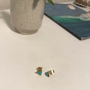 Turquoise triangle stud earrings